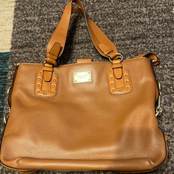 NWOT Large Michael Kors Saddle brown Convertible Studded Satchel - Picture 2 of 13
